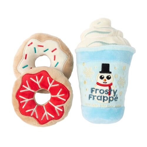 FuzzYard Frosty Frappe & Donuts Dog Toy - 3 Pack