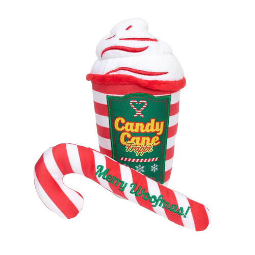 FuzzYard Cane, Frappe & Candy Cane Dog Toy (2 Pack) (7.5x17cm)