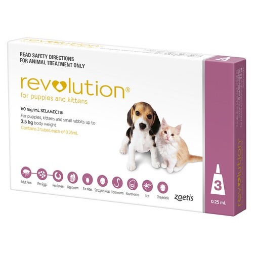 Revolution for Puppies and Kittens up to 2.5 kgs - 3 Pack - Pink
