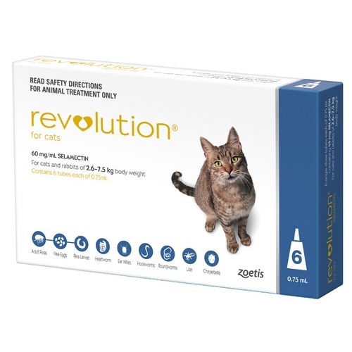 Revolution for Cats 2.6-7.5 kgs - 6 Pack - Blue