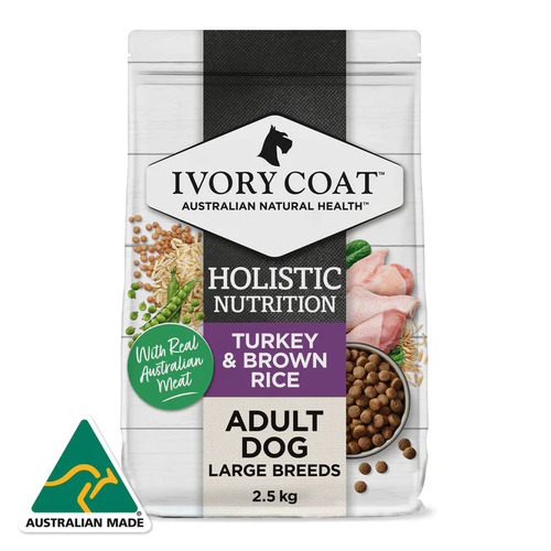 Ivory Coat Wholegrains Adult Dog Large Breed Turkey & Brown Rice - 2.5kg