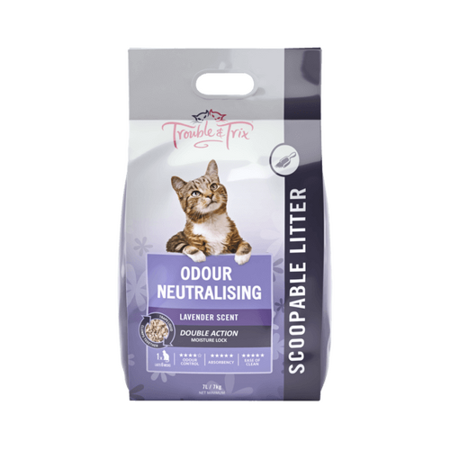 Trouble & Trix Odour Neutralising Clumping Litter - Lavender Scent - 7L (7kg)