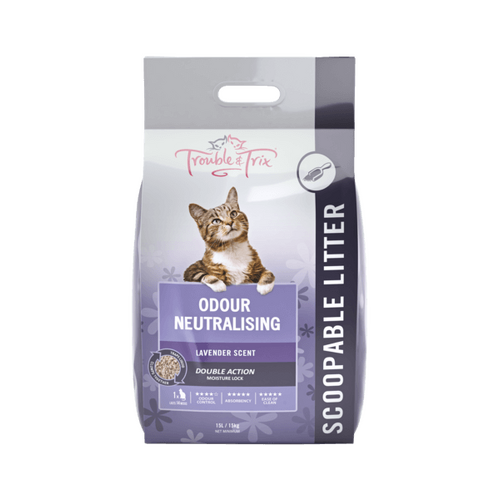 Trouble & Trix Odour Neutralising Clumping Litter - Lavender Scent - 15L (15kg)