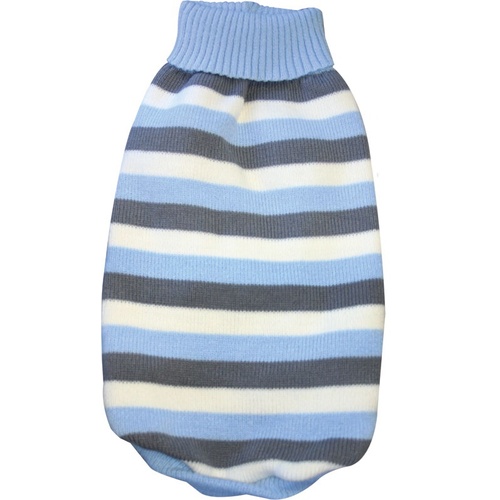 Pet One KomfyKnit Dog Jumper - Striped - Blue
