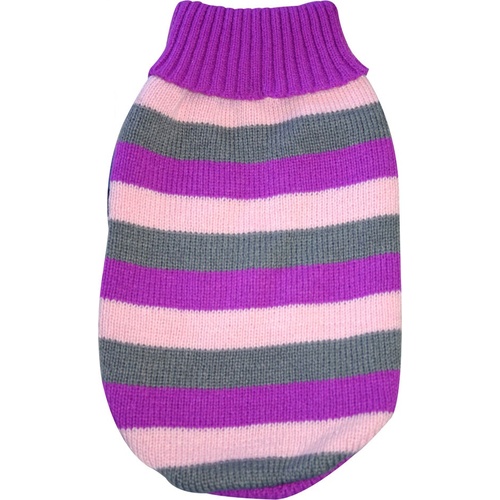 Pet One KomfyKnit Dog Jumper - Striped - Purple