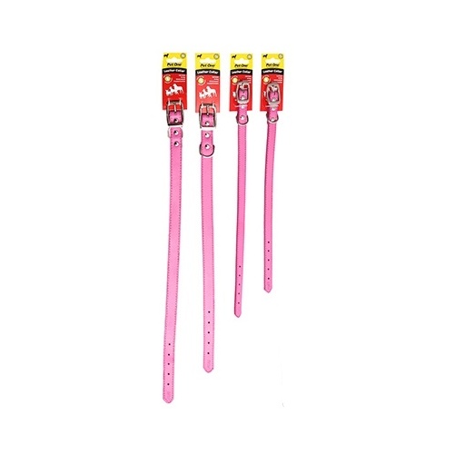 Pet One Leather Dog Collar - Pink