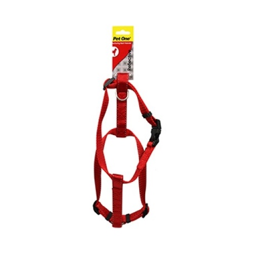 Pet One Reflective Adjustable Nylon Dog Harness - Red