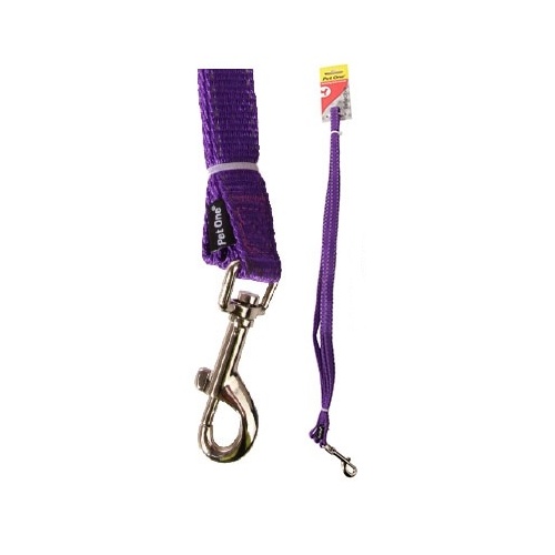 Pet One Reflective Nylon Dog Leash - Purple