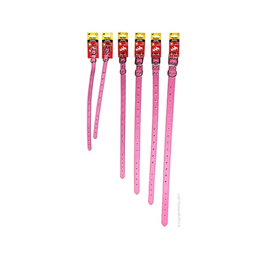 Pet One Single Row Studded Leather Dog Collar - Pink