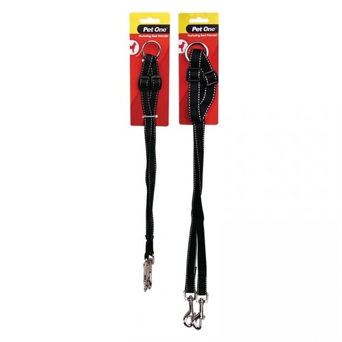 Pet One Coupler Adjustable Dual Leash - Black