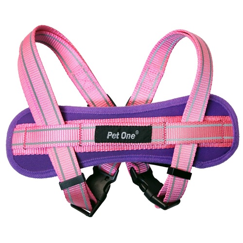Pet One Reflective Padded Dog Harness - Purple/Pink