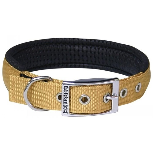 Prestige Pet Soft Padded Nylon Dog Collar - Gold