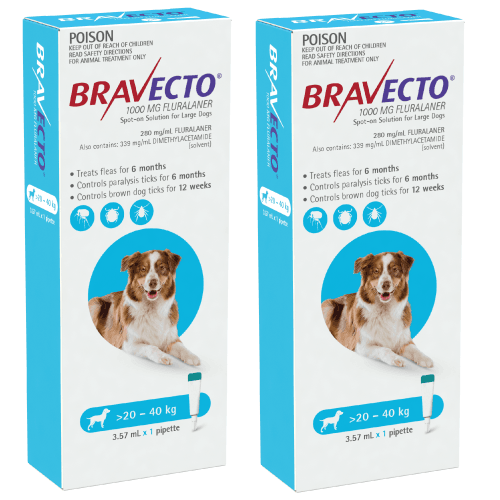 Bravecto SPOT-ON for Large Dogs 20-40kg - Blue (12 Months)