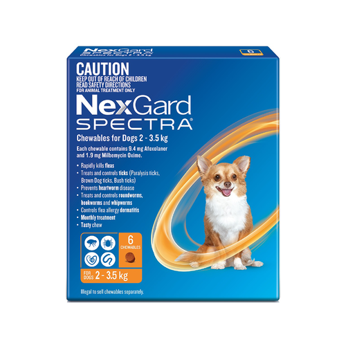 NexGard SPECTRA for Dogs 2-3.5 kg - 12 Pack - Orange