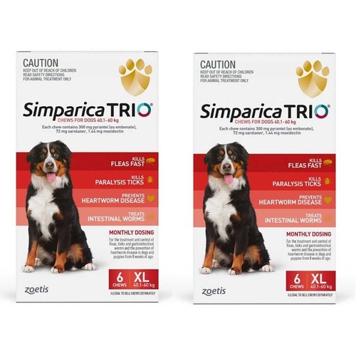 Simparica TRIO for X-Large Dogs 40.1-60kg - Red - 12 Pack