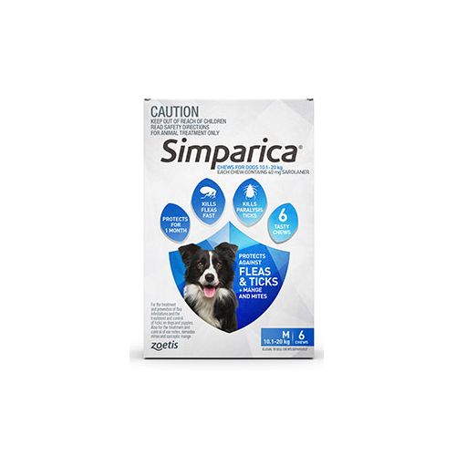 Simparica for Medium Dogs 10.1-20kg - Blue - 12 Pack